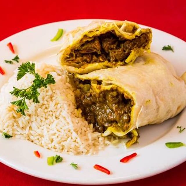 Curry Goat Roti.